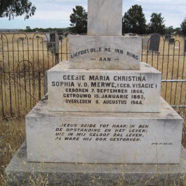MERWE Geesie Maria Christina Sophia, v.d. nee VISAGIE 1866-1944