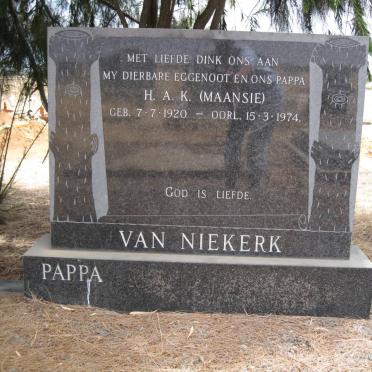 NIEKERK H.A.K., van 1920-1974