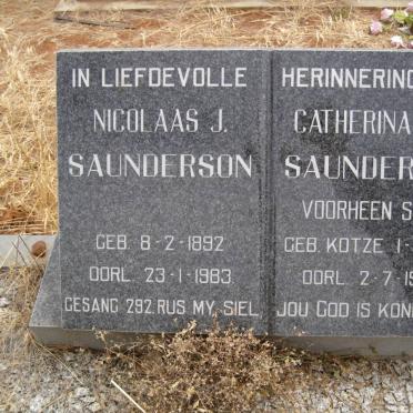 SAUNDERSON Nicolaas J. 1892-1983 &amp; Catherina W.S. voorheen SMITH nee KOTZE 1910-1993
