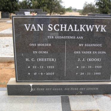 SCHALKWYK J.J., van 1923-1995 &amp; H.C. 1923-2007