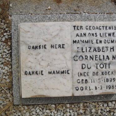 TOIT Elizabeth Cornelia, du nee DE KOCK 1899-1989