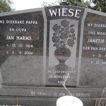 WIESE Jan Harms 1914-2004 &amp; Janetje Johanna VAN DER WESTHUIZEN 1923-1978