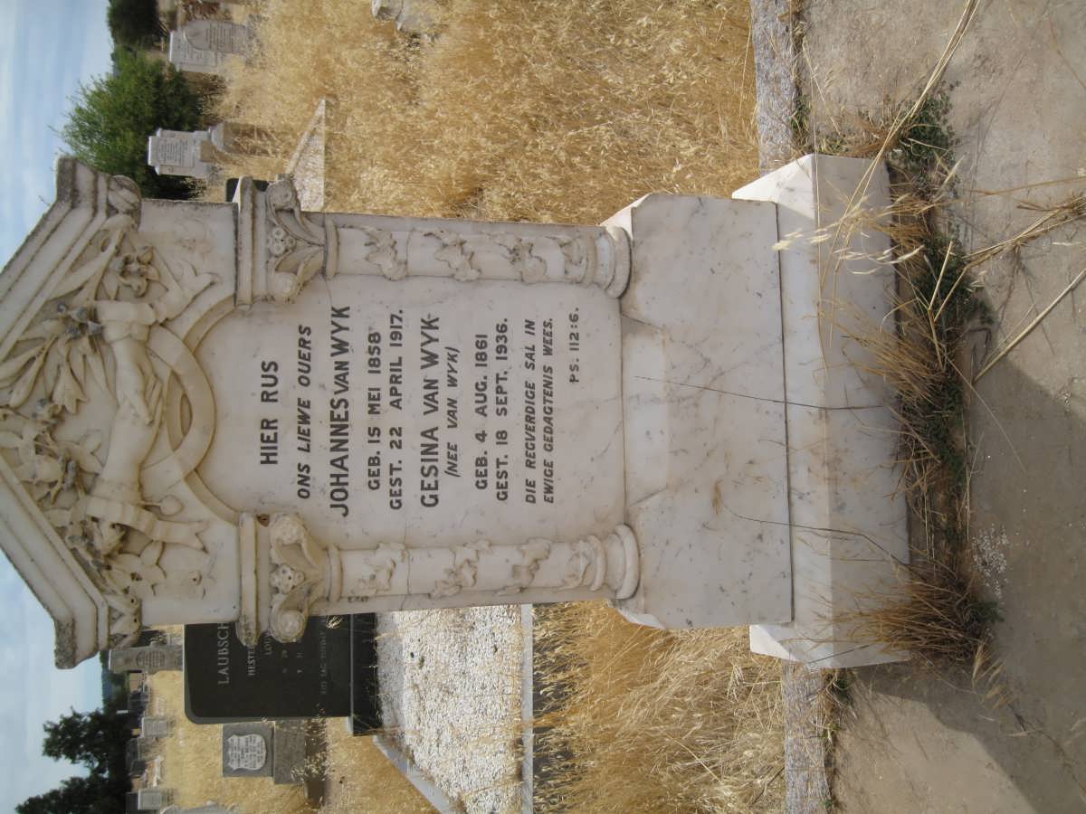 WYK Johannes, van 1858-1917 & Gesina VAN WYK 1861-1936