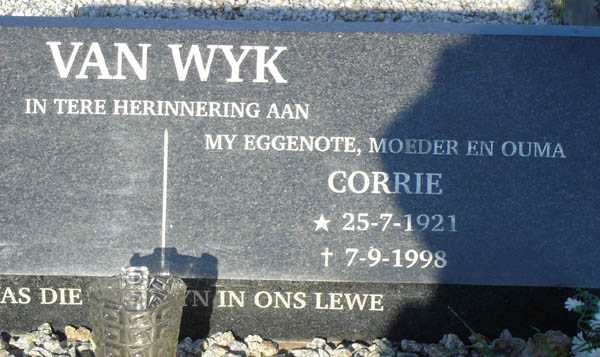 WYK Corrie, van 1921-1998