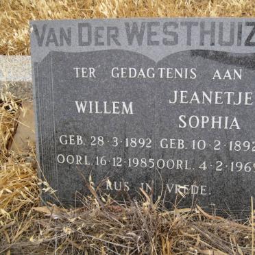 WESTHUIZEN Willem 1892-1985 &amp; Jeanetje Sophia 1892-1969