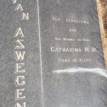 ASWEGEN Catharina M.W., van nee DE KLERK 1916-2000