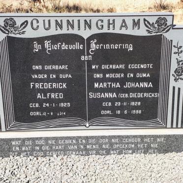 CUNNINGHAM Frederick Alfred 1925-2014 &amp; Martha Johanna Susanna DIEDERICKS 1928-1998