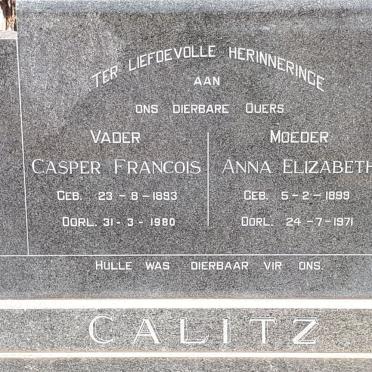 CALITZ Casper Francois 1893-1980 &amp; Anna Elizabeth 1899-1971
