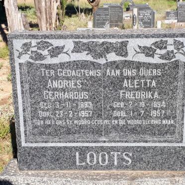 LOOTS Andries Gerhardus 1893-1957 &amp; Aletta Fredrika 1894-1957