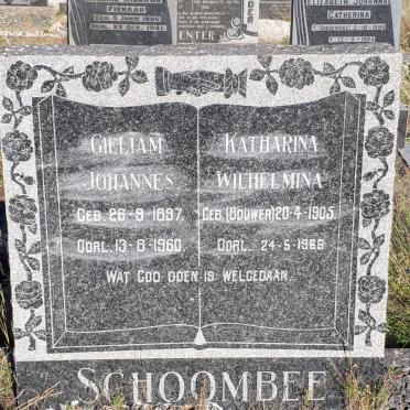 SCHOOMBEE Gieliam Johannes 1897-1960 &amp; Katharina Wilhelmina BOUWER 1905-1968