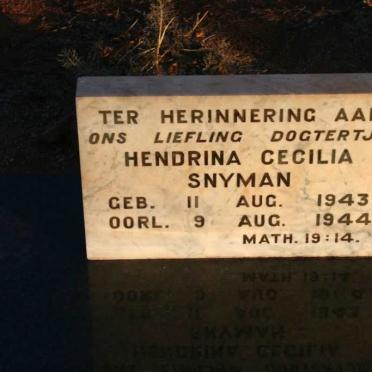 SNYMAN Hendrina Cecilia 1943-1944