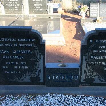 STAFFORD Adriaan Gerhardus Alexander 1903-1980 &amp; Magrietha Elizabeth V.D. WESTHUIZEN 1903-1987_1