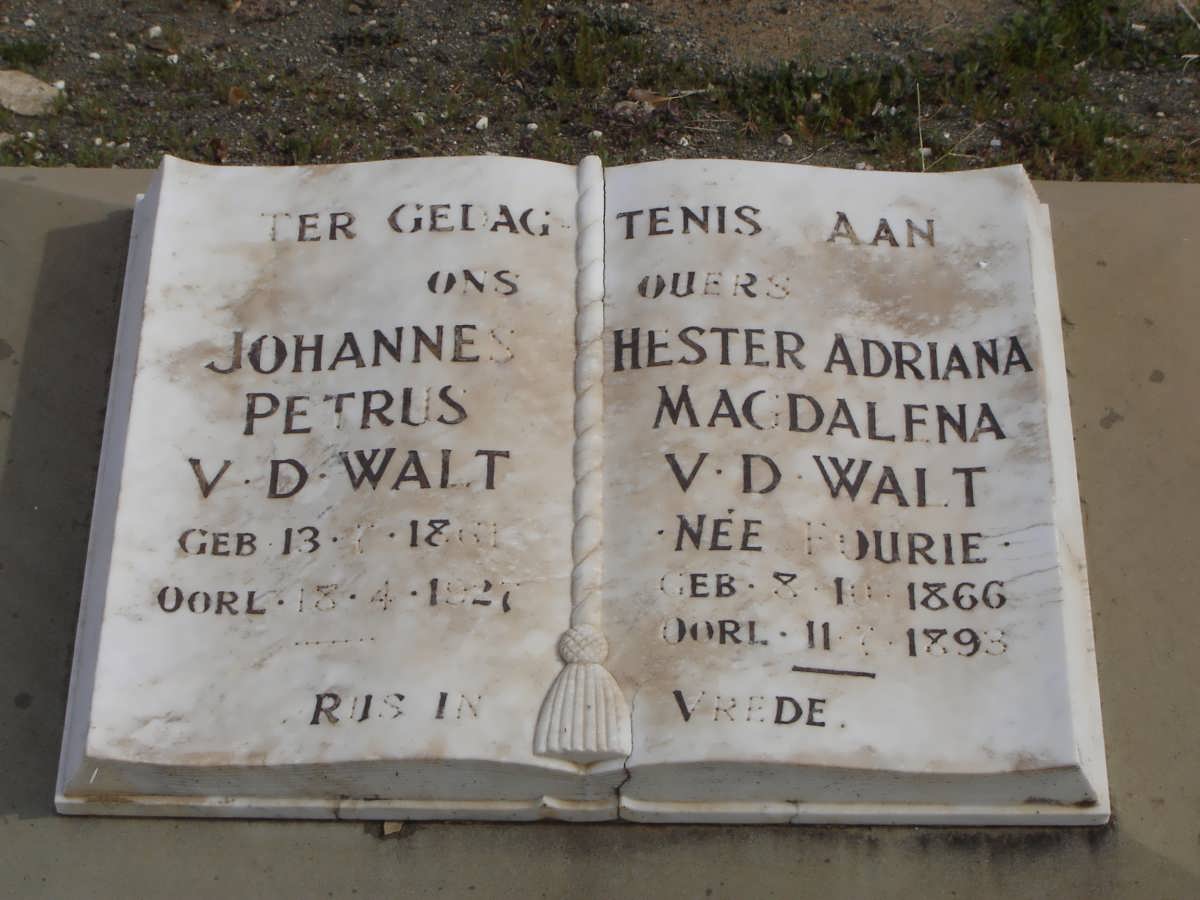 WALT Johannes Petrus, v.d. 1861-1927 & Hester Adriana Magdalena FOURIE 1866-1893