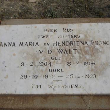 WALT Anna Maria, v.d. 1904-1906 :: V.D. WALT Hendrina Francina 1922-1923