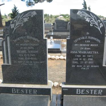 BESTER Michiel Adriaan 1909-1959 &amp; Anna Margaretha DU TOIT 1908-1995