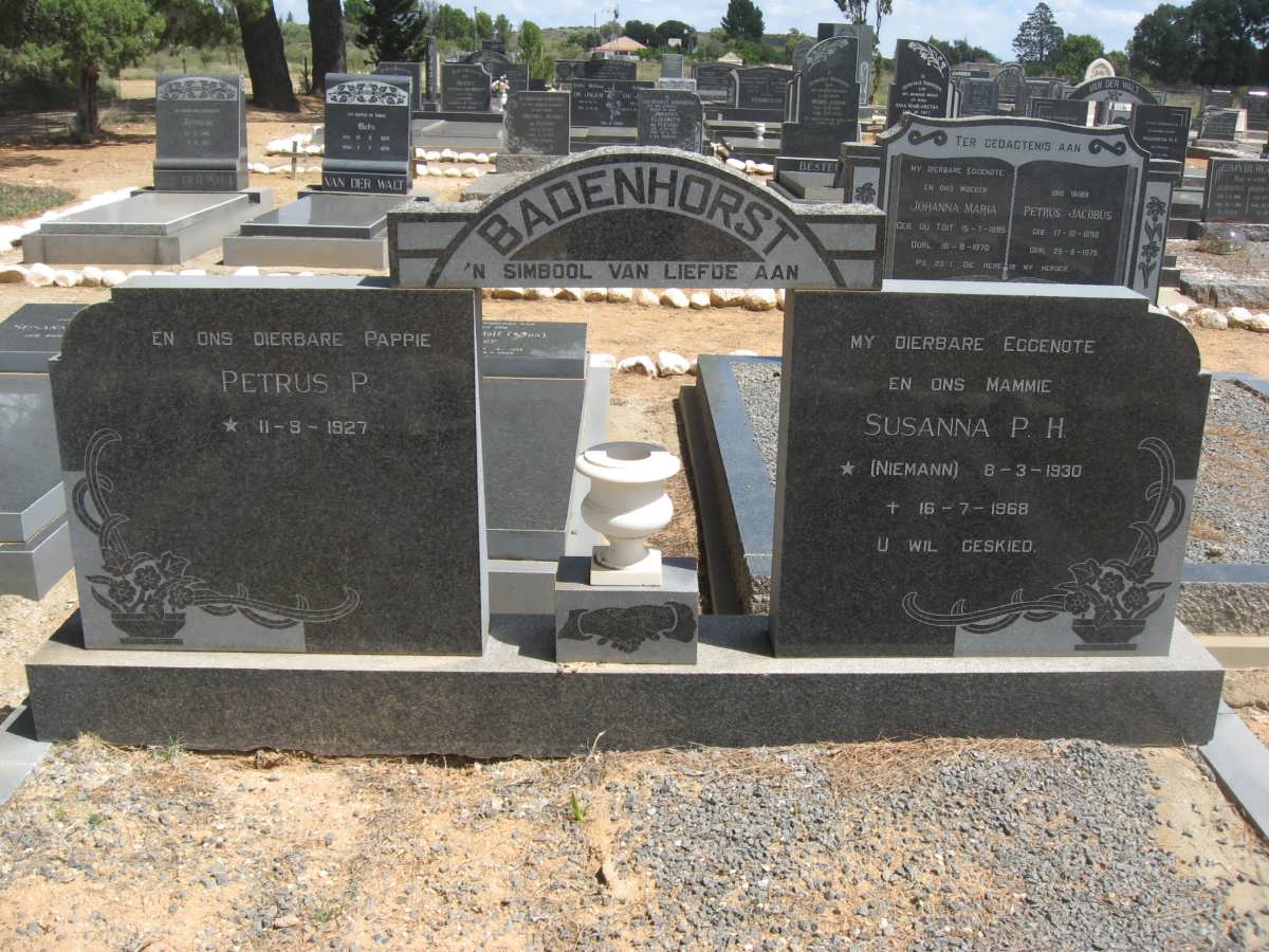 BADENHORST Petrus P. 1927- & Susanna P.H. NIEMANN 1930-1968