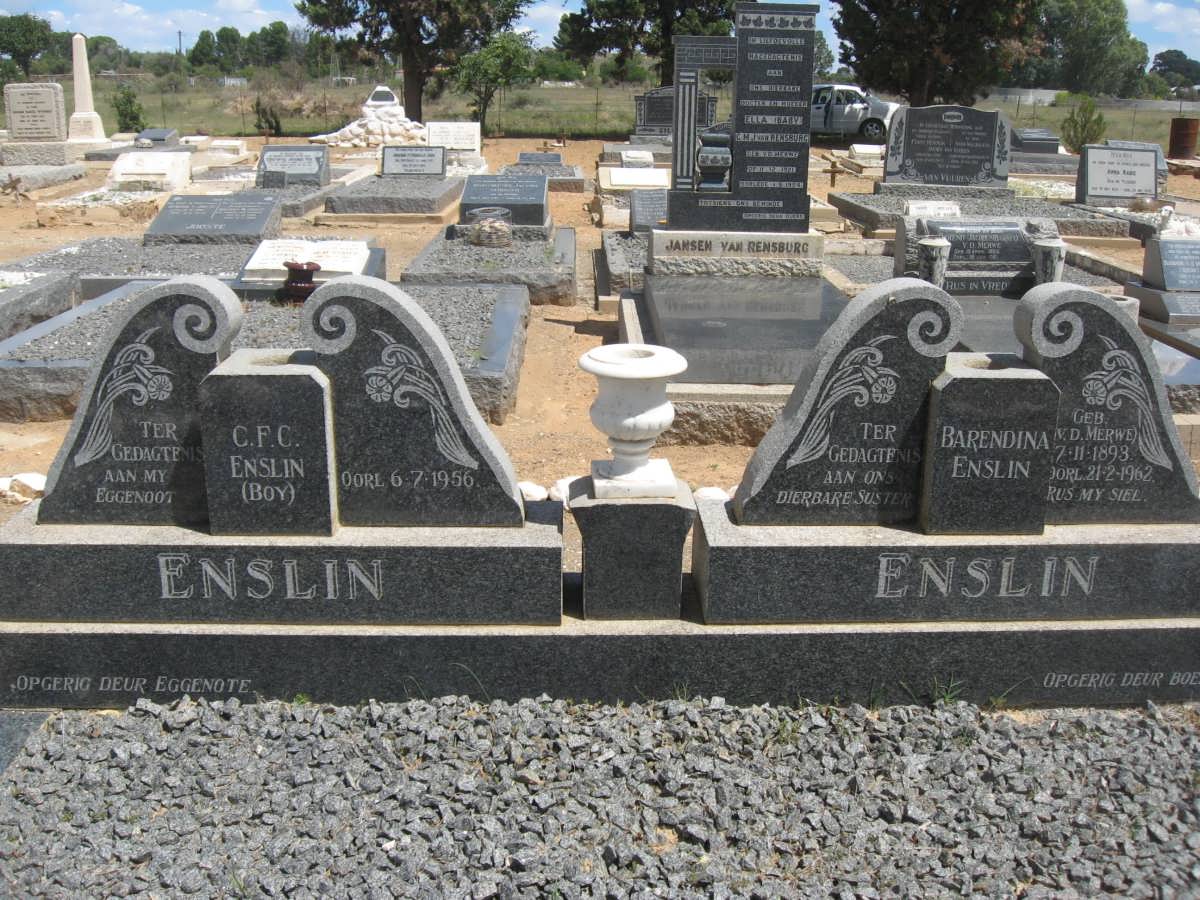 ENSLIN C.F.C. -1956 & Barendina V.D. MERWE 1893-1962