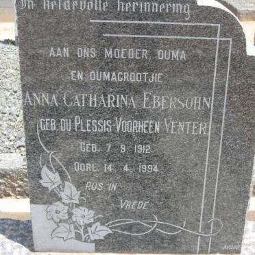 EBERSOHN Anna Catharina voorheen VENTER nee DU PLESSIS 1912-1994