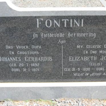 FONTINI Johannes Gerhardus 1892-1971 &amp; Elizabeth Johanna ELLIS 1890-1966