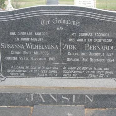 JANSEN Zirk Bernardus 1897-1954 &amp; Susanna Wilhelmina 1895-1981