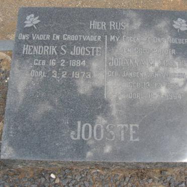 JOOSTE Hendrik S. 1884-1973 &amp; Johanna M. JANSEN VAN VUUREN 1888-1964