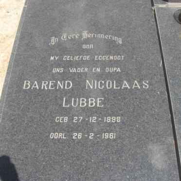 LUBBE Barend Nicolaas 1898-1961