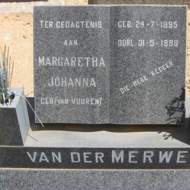 MERWE Margaretha Johanna, van der nee VAN VUUREN 1895-1988