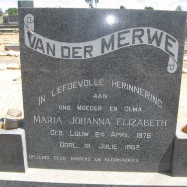 MERWE Maria Johanna Elizabeth, van der nee LOUW 1875-1962