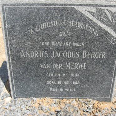 MERWE Andries Jacobus Burger, van der 1864-1952