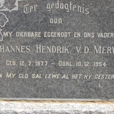 MERWE Johannes Hendrik, v.d. 1877-1954