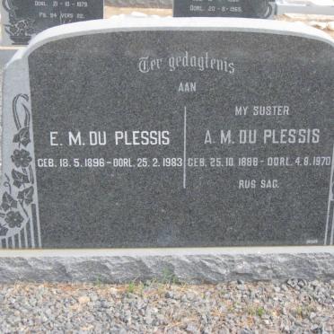 PLESSIS A.M., du 1888-1970 :: DU PLESSIS E.M. 1896-1983