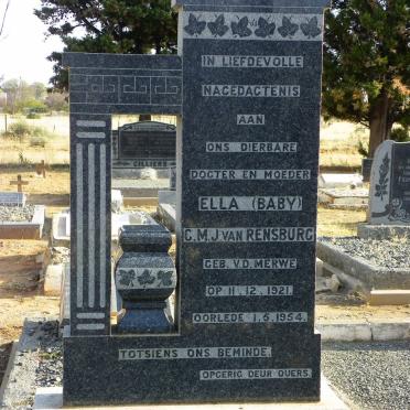 RENSBURG C.M., Jansen van nee V.D. MERWE 1921-1954