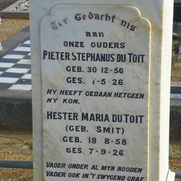 TOIT Pieter Stephanus, du 1856-1926 &amp; Hester Maria SMIT 1858-1926