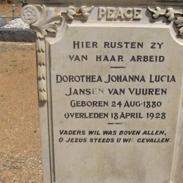 VUUREN Dorothea Johanna Lucia, Jansen van 1880-1928
