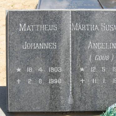 ? Mattheus Johannes 1903-1990 &amp; Martha Susanna Angelina GOUS 1905-1988