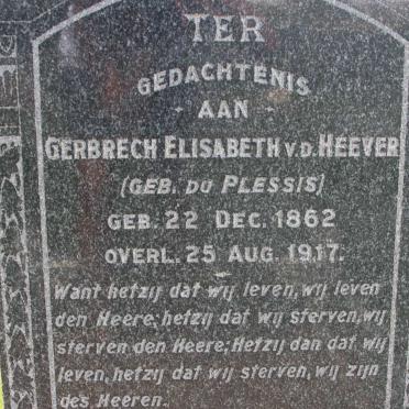 HEEVER Gerbrech Elisabeth, v.d. nee DU PLESSIS 1862-1917