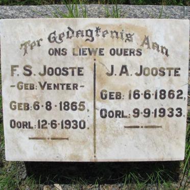 JOOSTE J.A. 1862-1933 &amp; F.S. VENTER 1865-1930