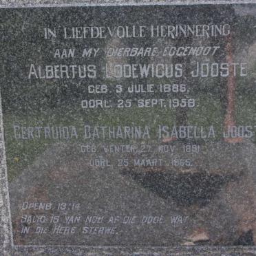 JOOSTE Albertus Lodewicus 1886-1958 &amp; Gertruida Catharina Isabella VENTER 1891-1965