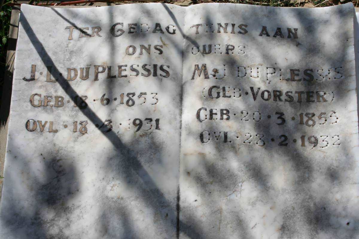 PLESSIS J.L., du 1853-1931 & M.J. VORSTER 1853-1932