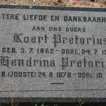 PRETORIUS Koert 1862-1915 &amp; Hendrina JOOSTE 1878-1930