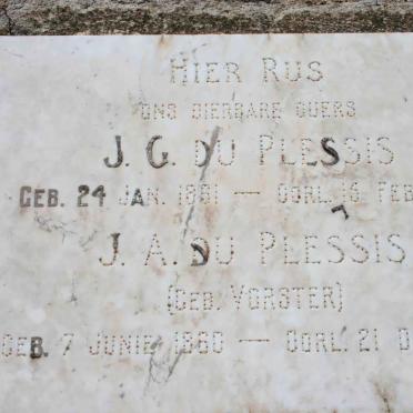 PLESSIS J.G., du 1851-192? &amp; J.A. VORSTER 1860-1944