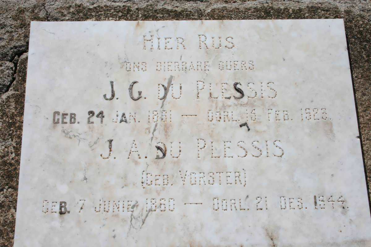 PLESSIS J.G., du 1851-192? & J.A. VORSTER 1860-1944