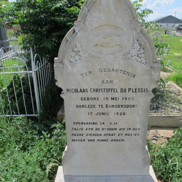PLESSIS Nicolaas Christoffel, du 1903-1926