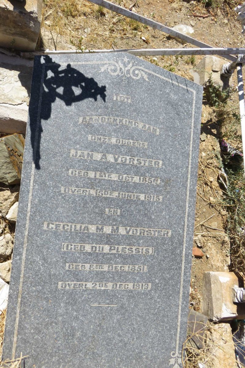 VORSTER Jan A. 1850-1915 & Cecilia M.M. DU PLESSIS 1851-1919