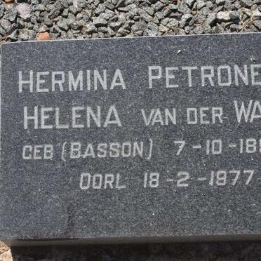 WALT Hermina Petronella Helena, van der nee BASSON 1898-1977