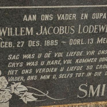 SMITH Willem Jacobus Lodewickus 1885-1955