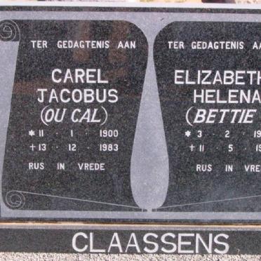 CLAASSENS Carel Jacobus 1900-1983 &amp; Elizabeth Helena 1903-1984