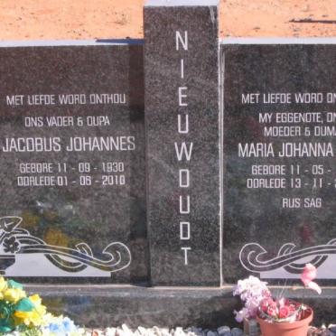 NIEUWOUDT Jacobus Johannes 1930-2010 &amp; Maria Johanna SMIT 1936-2008