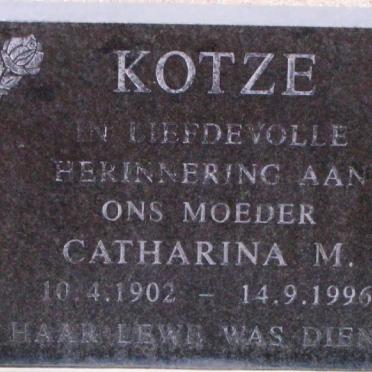 KOTZE Catharina M. 1902-1996