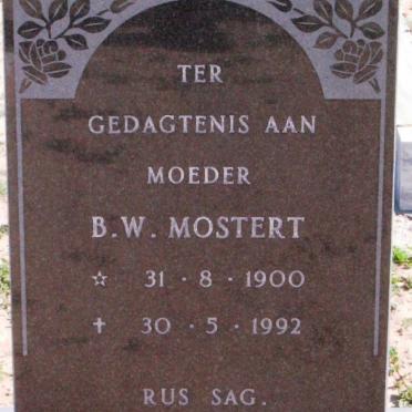 MOSTERT B.W. 1900-1992